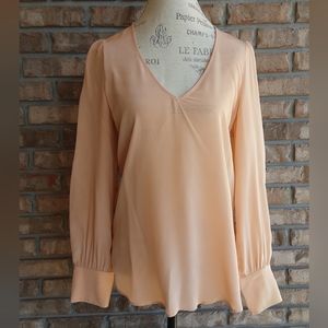 Lavender Brown 100%Silk Long Sleeve Blouse Size Small.